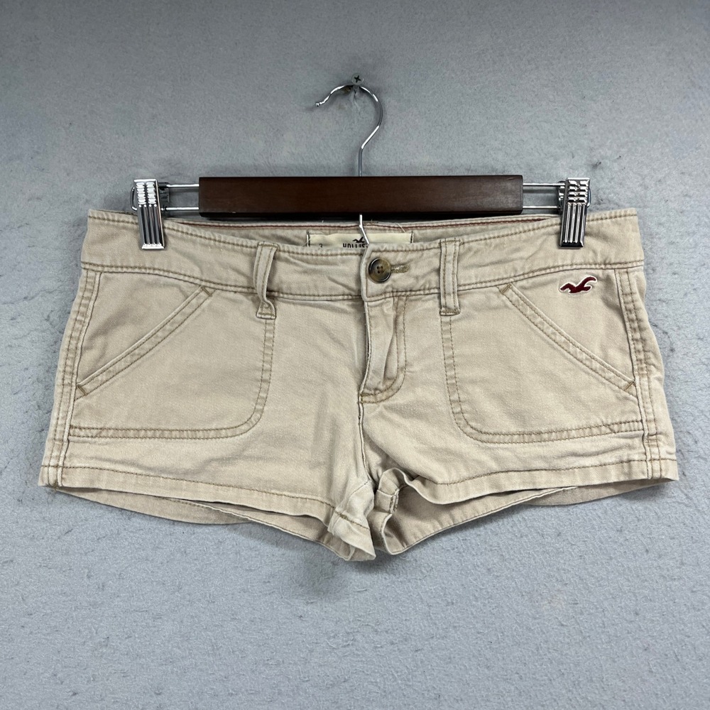Hollister Shorts Womens 3 Tan SoCal Stretch Low Rise Khaki Chino Y2K Preppy